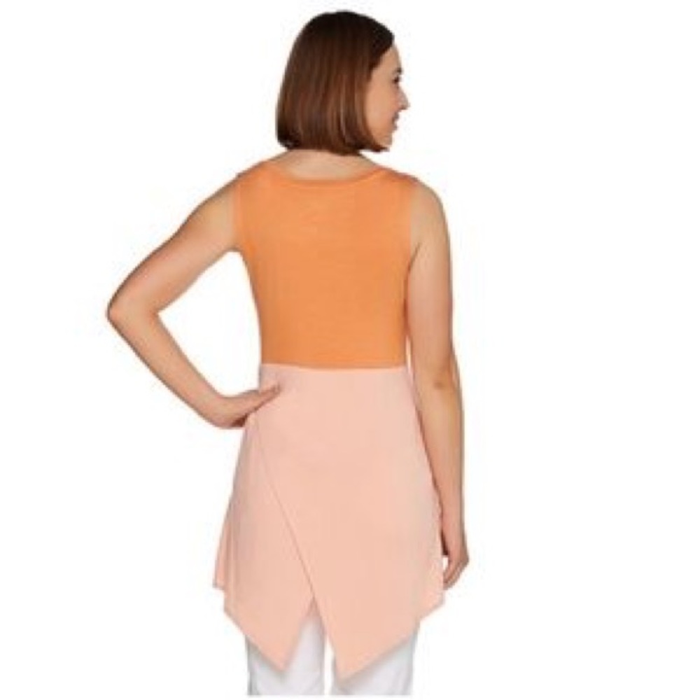 LOGO by Lori Goldstein Orange Color Block Tank